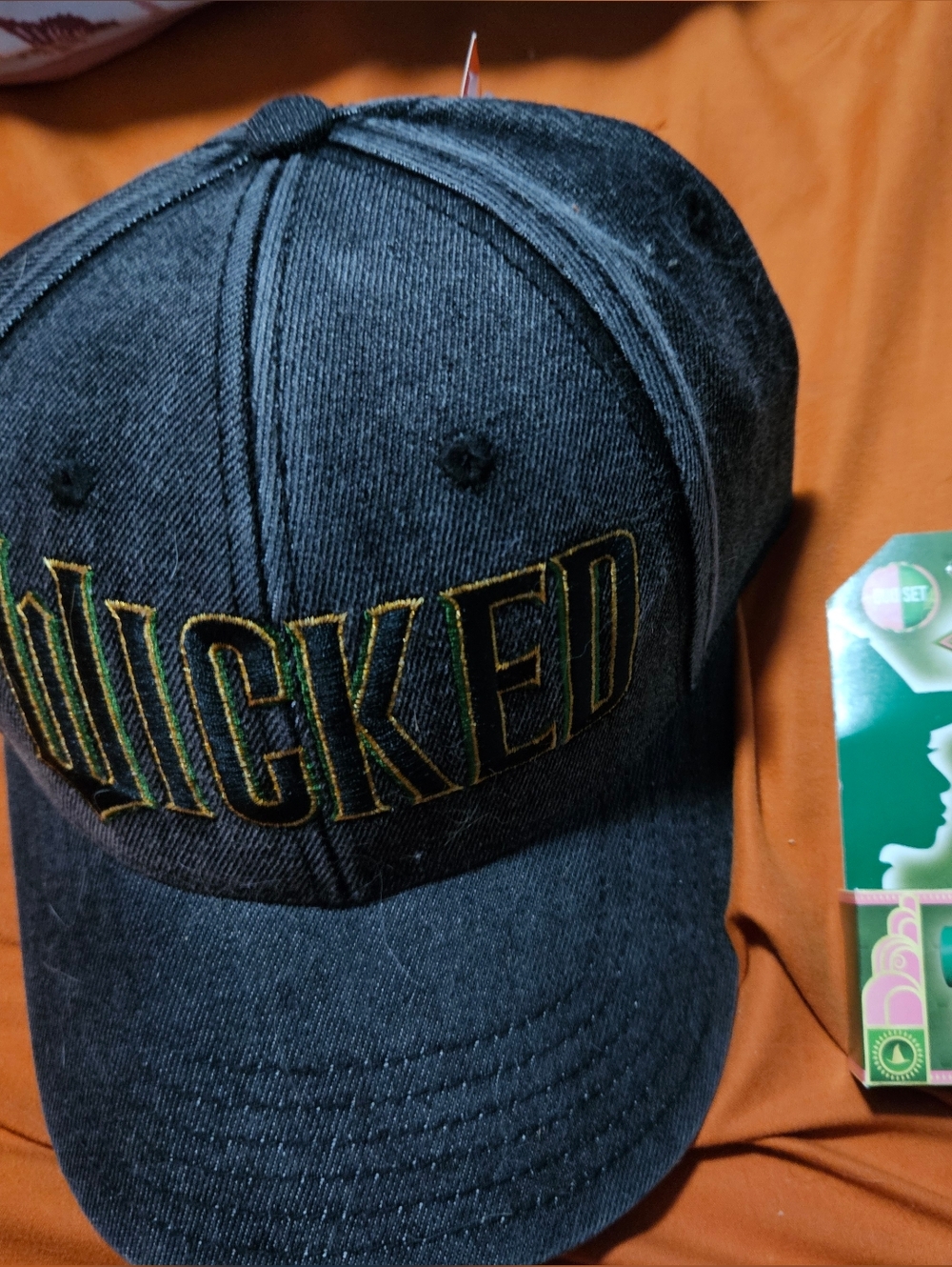Nwt Black 'WICKED' Embroidered Baseball Cap And Lip Gloss